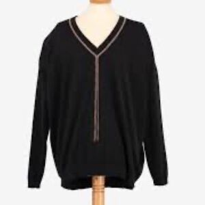 Brunello Cucinelli 100% Cashmere Monili Sweater Knit Black Medium - Authentic
